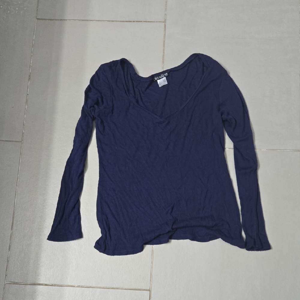 VENUS Deep Blue V-Neck Top